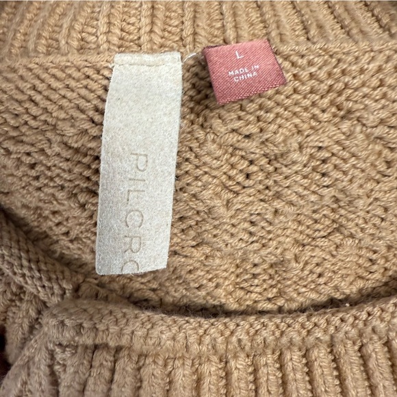 Anthropologie Pilcro Fisherman Tunic Sweater Dress Large Tan & Gold Chunky Knit - Picture 11 of 14